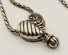 Brighton Sliding Heart Pendant Necklace 18 in Dangling Charm Dot Textured