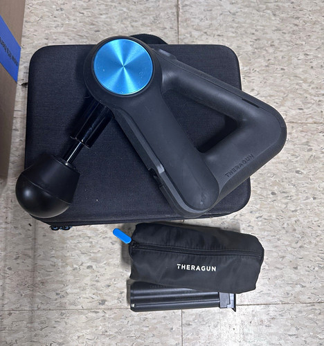 Theragun Handheld Percussion Massage Gun Full Body Black/Blue w/ Case Pouch