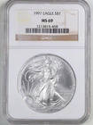 1997 1oz Silver American Eagle MS69 NGC 1213815-458