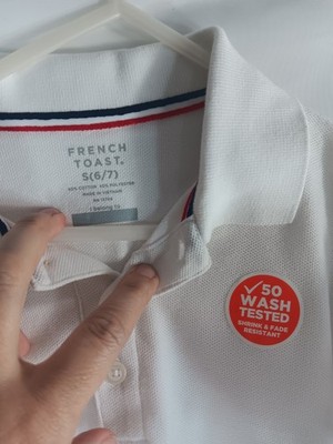 French Toast Boys Short Sleeve School Uniform PIQUE Polo Shirt White Sz S6/7 NWT