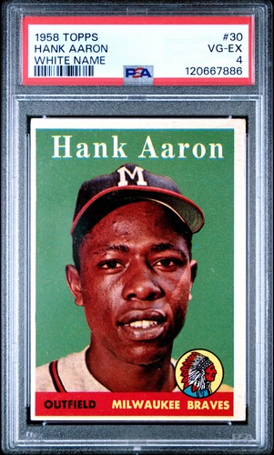 1958 TOPPS WHITE NAME #30 HANK AARON PSA 4