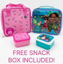 Girls Barbie Moana Lunch Bag Snack Box Set Cool Bag School Packed Lunch Tub NEW