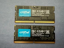 Crucial 32GB Kit 2 x 16GB 262-Pin DDR5 SODIMM 4800 PC5 38400 Laptop Memory
