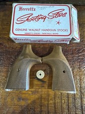 Vintage Herretts Colt Trooper Mark Iii Shooting Star Grips Checkered Wood