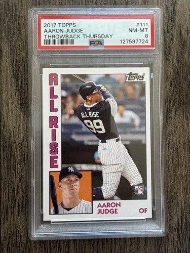 2017 TOPPS THROWBACK THURSDAY #111 ALL RISE RC ROOKIE /892 AARON JUDGE PSA 8 NY
