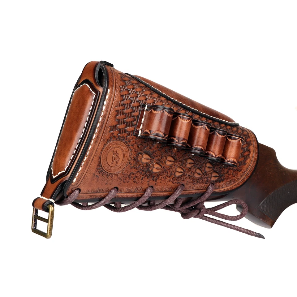 Almohadilla de retroceso de escopeta de cuero TOURBON 12GA soporte de munición reposamanos cubierta de culata Foto 3 de 4