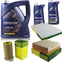 MANN-FILTER Inspektionspaket 7L Mannol Defender 10W-40 FüR Opel Omega B Caravan