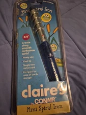 Rare NOS Claire's Mini Spiral Iron 5/8" By Conair Purple Sparkle Vintage, NIB