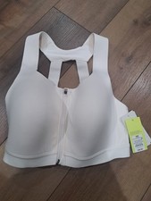 All in Motion Women  s High Support Sports Bra Front Zip Cream NWT 38D L Athletic