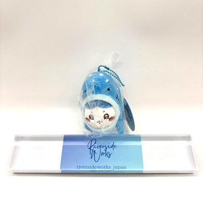 chiiibagキーホルダー blue ブルー、水色 Chiikawa Aquarium Whale Shark Hachiware Mascot Plush Keychain