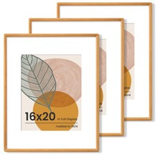Axeman 16x20 Frame Set of 3 - Solid Teak Wood 16 x 20 Picture Frame With Mat ...