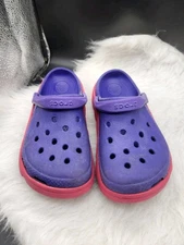Crocs Iconic Comfort Girls 12/13 Purple Pink Children's Sandals 