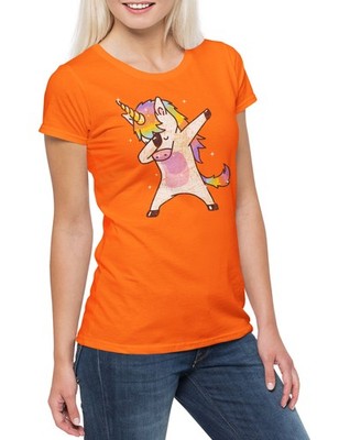 Unicorn Dab I Damen T-Shirt Einhorn Regenbogen Rainbow Thug Dance DJ MC Disco