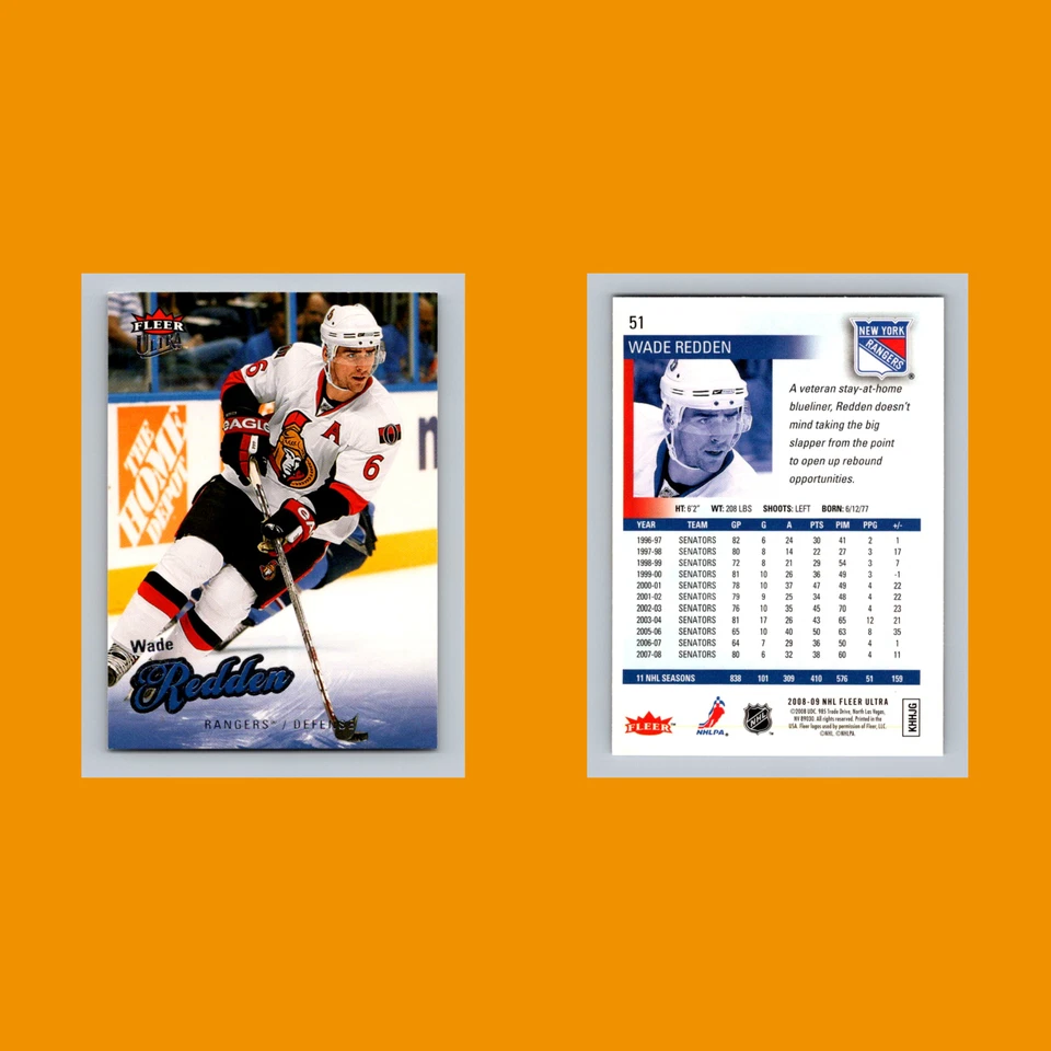 Wade Redden #51 2008-09 Ultra New York Rangers Hockey Card NHL - Image 3 of 3