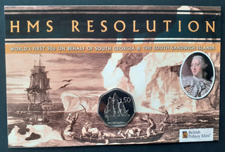 HMS Risoluzione 2020 50p cinquanta pence pobjoy 2.750 Capitano Cuoco