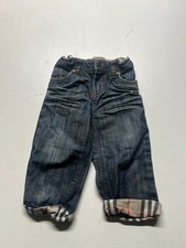 Vtg Burberry Straight Jeans Blue Dark Wash Plaid Lined Whisker Denim Baby Sz 12M