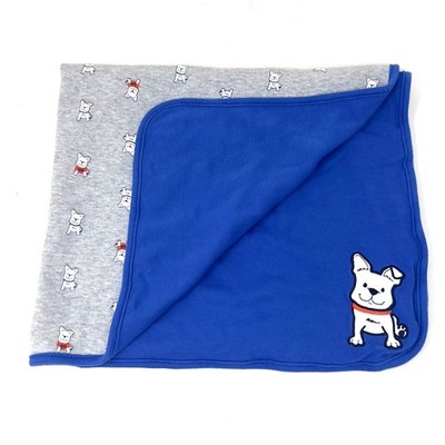 Carter's Just One You Puppy Dog Blanket Blue Gray Reversible Receiving Crib