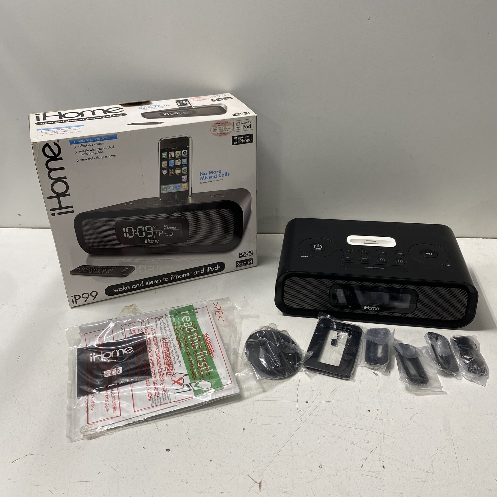 iHome Clock Radio iP99 Black iPod iPhone Dock
