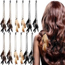 Geyoga 12 Pcs Feather Hair Clip Boho Hair Extensions with Feather Clip Comb H...