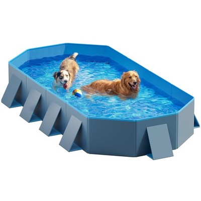 Foldable Dog Pool with Sturdy Square Design, Durable 82'' Lx46 Wx12 D Extra La...