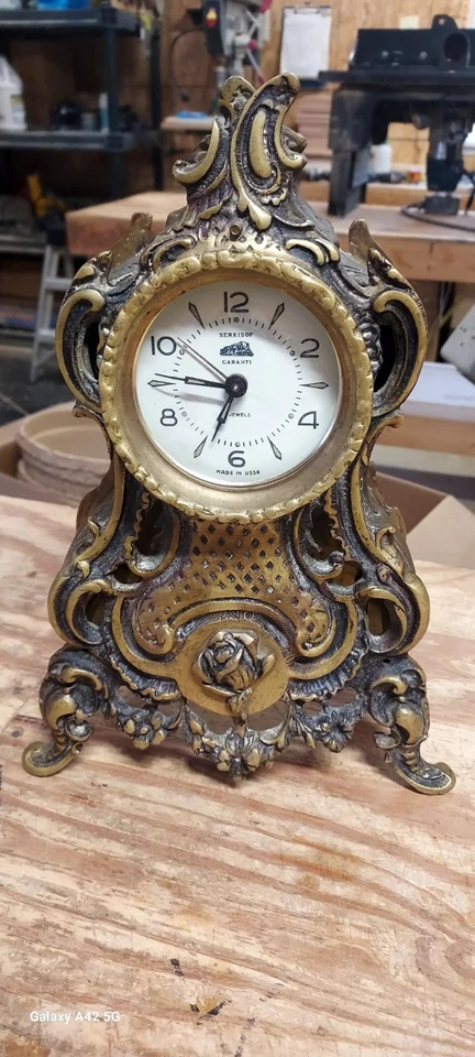 Early 18th Century Real Solid Brass French Mantle Clock Frame With Quartz Insert - Image 4 of 4