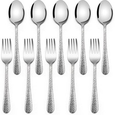 Toddler Utensils Set 10-Piece Stainless Steel Forks and Spoons Self Feeding