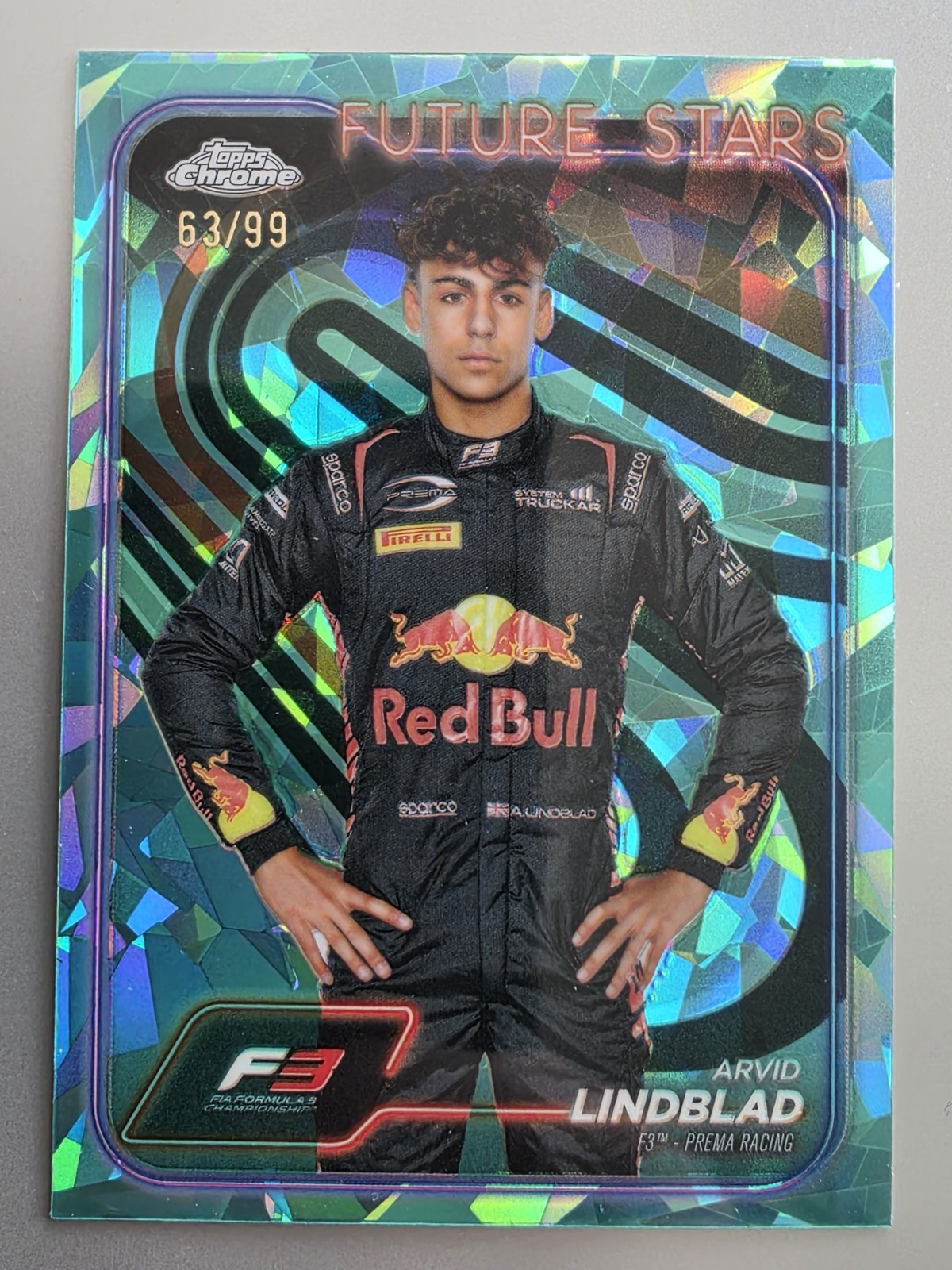 2024 Topps Chrome Sapphire Formula 1 F1 Arvid Lindblad #45 Future Stars Aqua /99