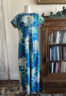 VINTAGE ALICE POLYNESIAN FASHIONS HAWAIIAN FLORAL 60s Empire Waist maxi  DRESS | eBay
