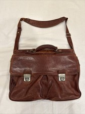 Vintage Wilson's Leather Messenger Bag Brown Laptop Briefcase Distressed Buckles