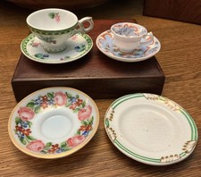 Group Of Antique/Vintage Miniature Dollhouse Size Cups, Saucers  Dishes