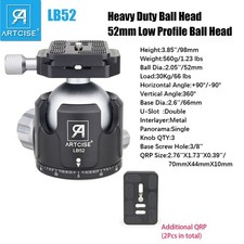 ARTCISE Low Profile Ball Head Tripod Ball Head 52MM All Metal CNC Ball Head