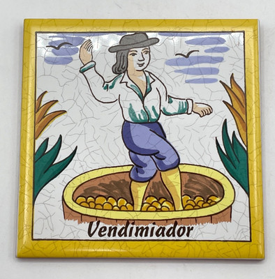 Vintage Spanish Folk Art Terra Cotta Tiles Trivets 4'' Square Occupations CHOOSE