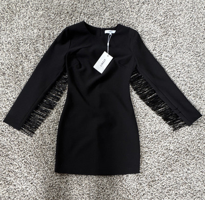 LIKELY Women s Quinley Western Fringe Knit Sheath Long Sleeve Short Dress 2 NWT