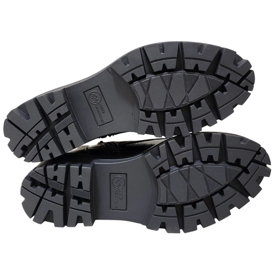 White Mountain Women Tappy Lug Sole Combat Boots Size US 5M Black Faux Patent - Image 4 of 4