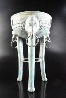 U2790: XF Japanese Bronze elephant sculpture BIG INCENSE BURNER Buddhist art