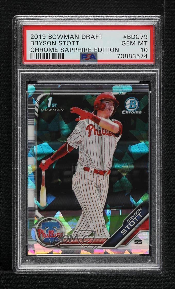 2019 Bowman Chrome Draft Sapphire Edition Bryson Stott PSA 10 GEM MT 05u3