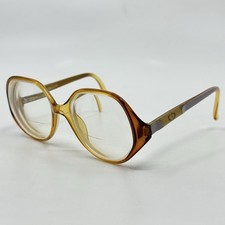 VTG Christian Dior Yellow Brown Burgundy Clear Oval Glasses Germany 80 55-14 125