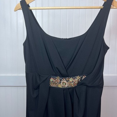 David Meister Black Whimsigoth Beaded Sleeveless Scoop Neck Cocktail Dress 12