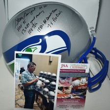 STEVE LARGENT SIGNED FULL SIZE REP HELMET SEATTLE SEAHAWKS HOF 95 +5 INSC JSA