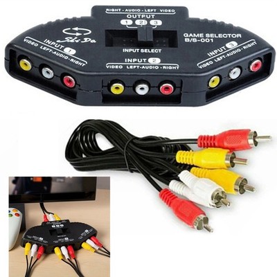Fosmon 3-Port Av Composite Rca Selector Box Switch Splitter Mit Kabelstecker T