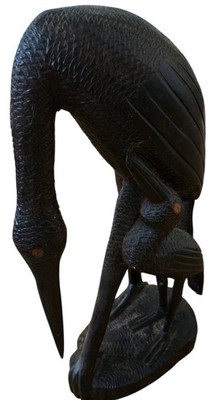 Afrikanische Holzskulptur Vogel | handgeschnitzt Figur Deko
