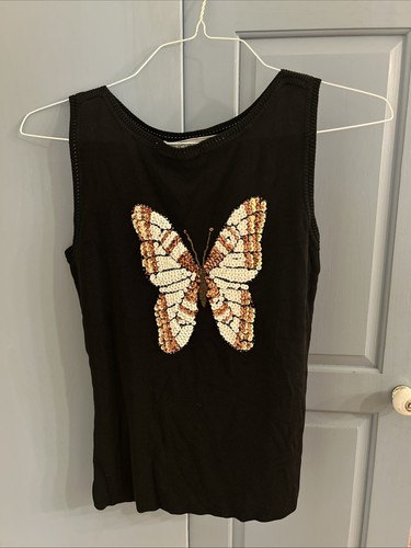 Y2K Lucia Burns Women S Sequins Butterfly Tank Top Sleeveless Embellished 90s