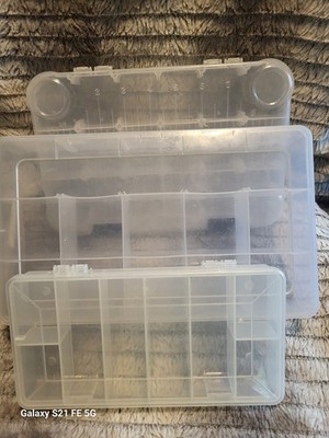 Lot 3 Bead Storage Box Craft Organizer Clear Plastic Case. 2 Medium & 1 Small