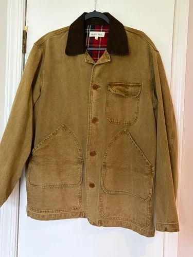 Alex Mill Frontier Jacket Canvas Khaki Men's Large Corduroy Collar Barn Chore - product listing photo