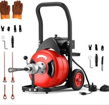 100Ft X  3/4 Inch Drain Cleaning Machine Fits 2 to 4 Inch Pipes, Portable Drain