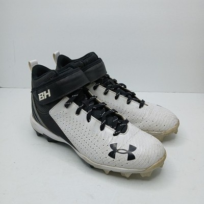 Under Armour Harper 4 Mid RM Jr Baseball Cleats Sz 6 Y Black White 3023444-101