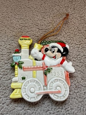 Vintage Schmid 1983 Mickey Mouse Train Ceramic Christmas Ornament