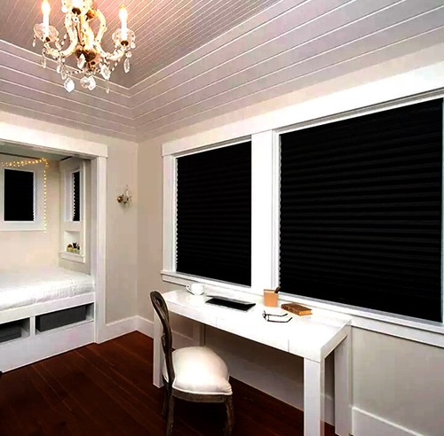 Premium Faux Black Blinds Cordless White Custom Sizes Home Decorators Window - Picture 2 of 9