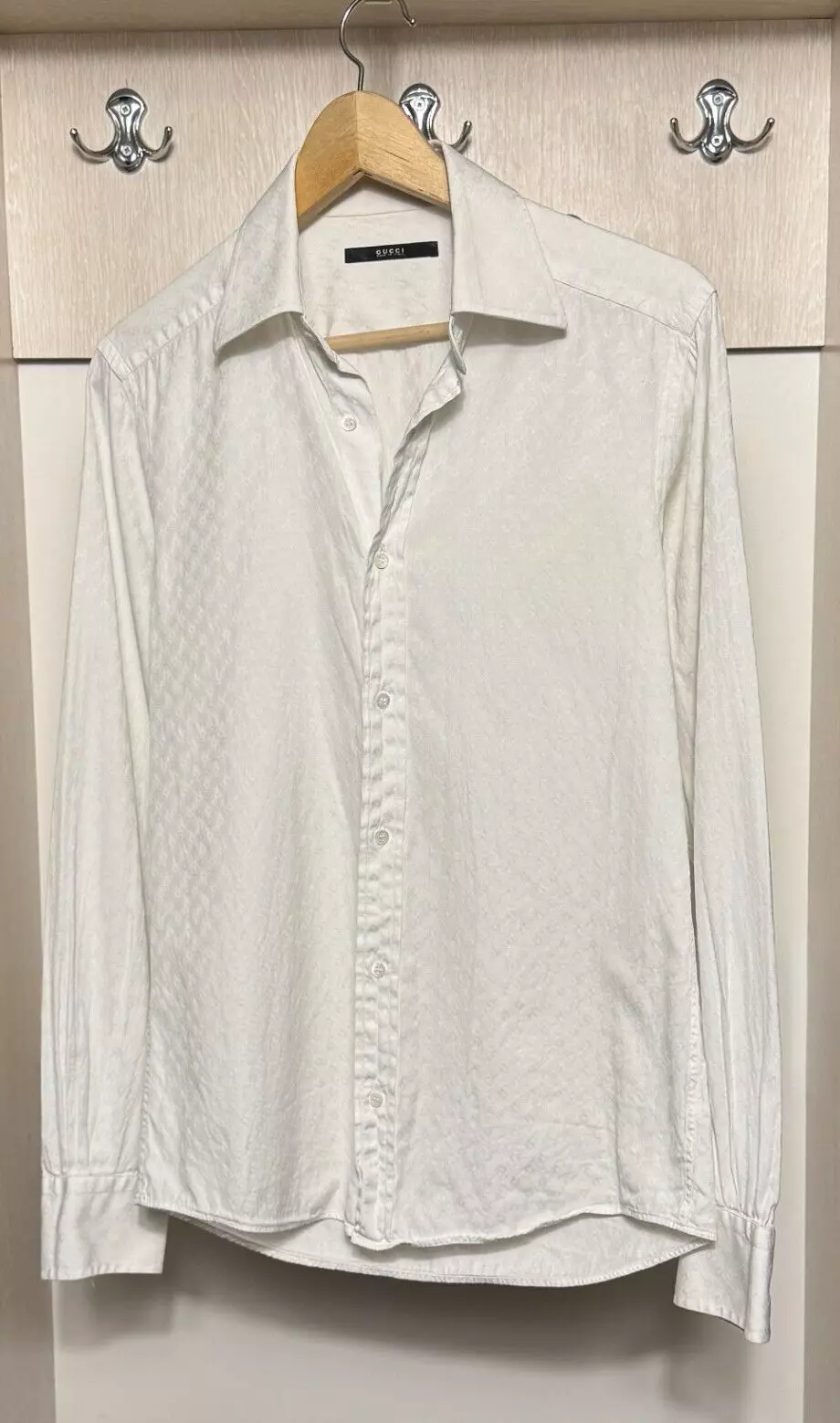 Gucci Horsebit chemise blanche manches longues habillée homme taille 40 vintage de 2000