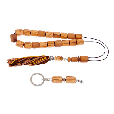 Set of Olive Wood, Worry Beads or Komboloi & Key Holder Ring - Handmade